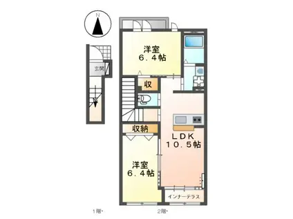 アスカハイツ(2LDK/2階)の間取り写真