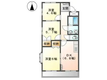 デュオプルーリオン(3DK/3階)の間取り写真