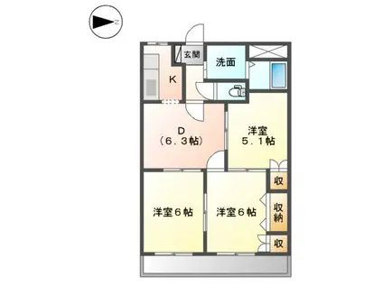 グランドール佐渡(3DK/2階)の間取り写真