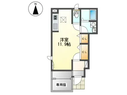 ピア ルミナス(ワンルーム/1階)の間取り写真