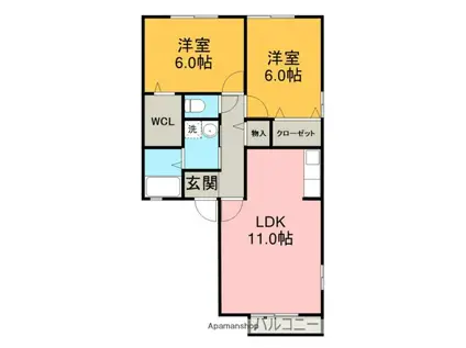 アロスリーフ(2LDK/2階)の間取り写真