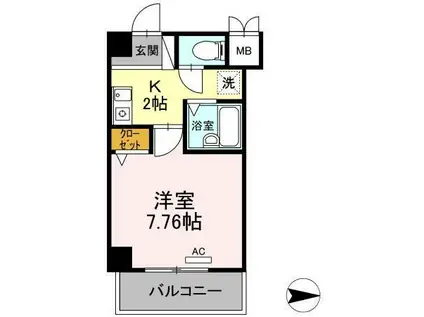 ラフィネ高峯(1K/3階)の間取り写真