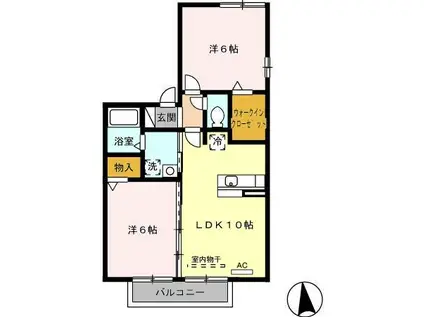 サンタヴィラ(2LDK/2階)の間取り写真