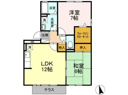 セジュール安井B(2LDK/1階)の間取り写真