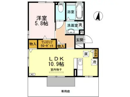 WISDOM(1LDK/1階)の間取り写真