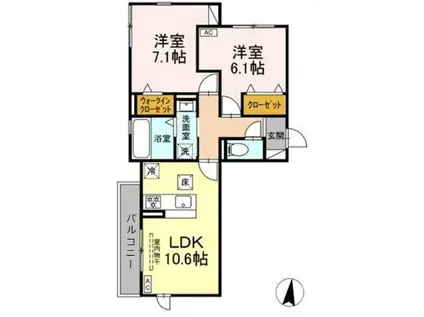 オリオン(2LDK/1階)の間取り写真