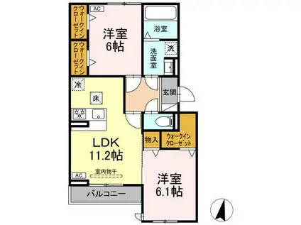 ルヴィータ森末(2LDK/1階)の間取り写真