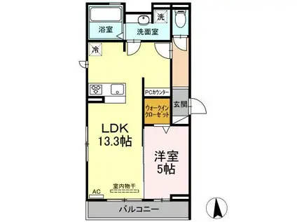 クレール森末(1LDK/2階)の間取り写真
