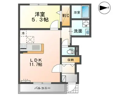 ドエル・アイリス(1LDK/1階)の間取り写真
