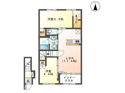 シャトー ルボア(2LDK/2階)の間取り写真