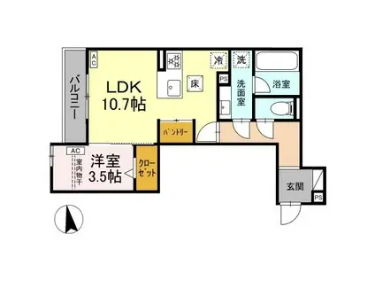 シャンリージュ(1LDK/1階)の間取り写真