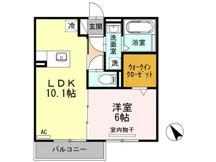 プリモディーネ(1LDK/2階)の間取り写真