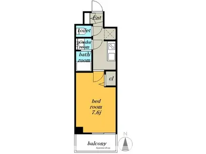 ディアレイシャス名古屋中村公園(1K/5階)の間取り写真