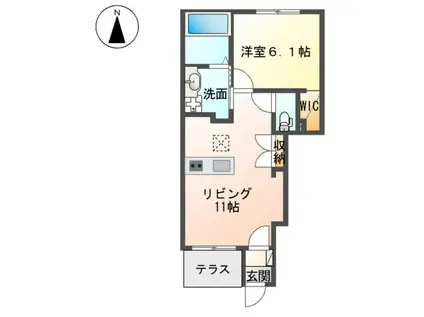 BELLS・TREE(1LDK/1階)の間取り写真