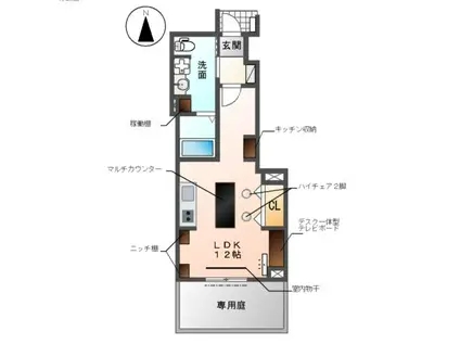 グランメゾン屋形(ワンルーム/1階)の間取り写真