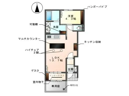 メゾン ボヌール(1LDK/1階)の間取り写真