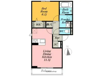 JA名古屋市中川区高畑ニ丁目(1LDK/2階)の間取り写真