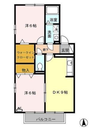 マ・メゾン五番館(2DK/1階)の間取り写真