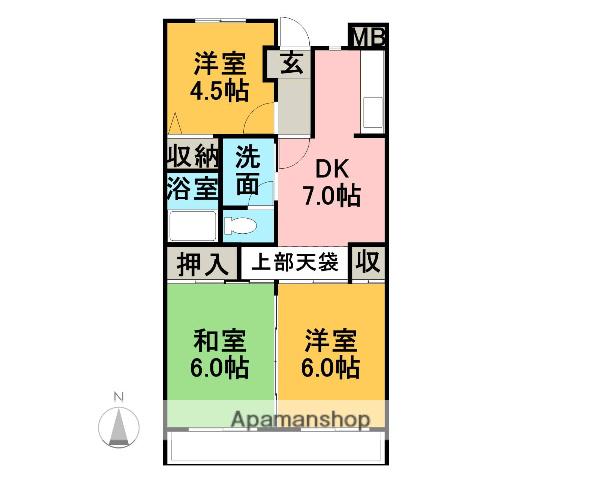ツイン青山(3DK/3階)の間取り写真