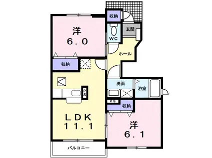 サンフォレストⅡ(2LDK/1階)の間取り写真