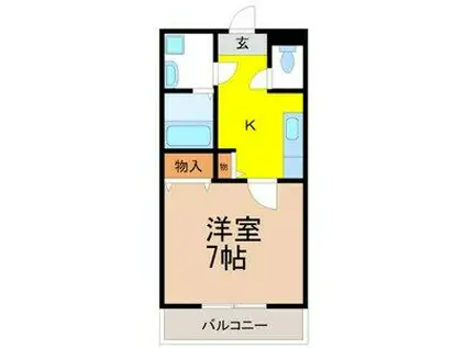 エスポワール井田(1K/1階)の間取り写真