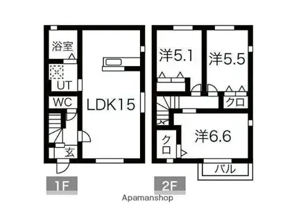 東海道本線 岡崎駅 徒歩15分 2階建 築1年(3LDK)の間取り写真