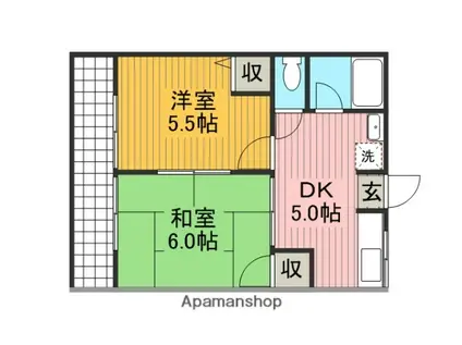 ハイツよこた(2DK/2階)の間取り写真