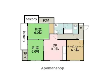 第二大嶽ビル(2LDK/4階)の間取り写真