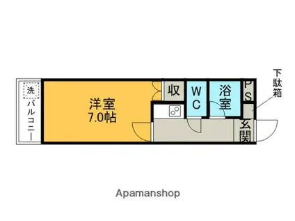 ドミネンス曲尺手(1K/1階)の間取り写真