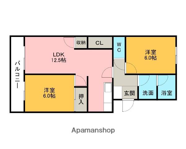 ハイランド石川(2LDK/3階)の間取り写真