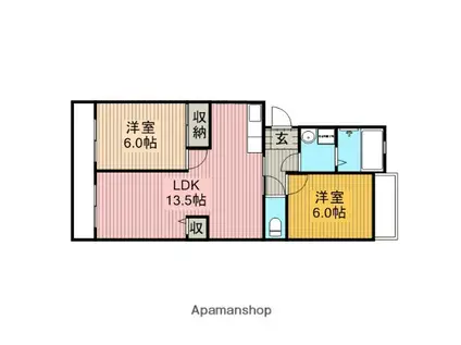 ボナール藤井(2LDK/3階)の間取り写真