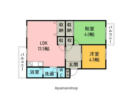 メゾン碧水(2LDK/3階)の間取り写真