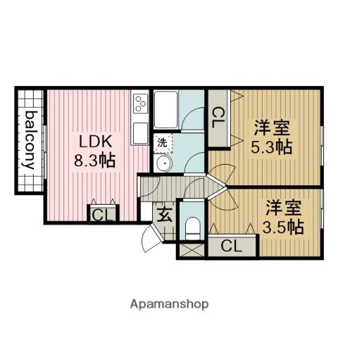 プレステージT(2LDK/2階)の間取り写真
