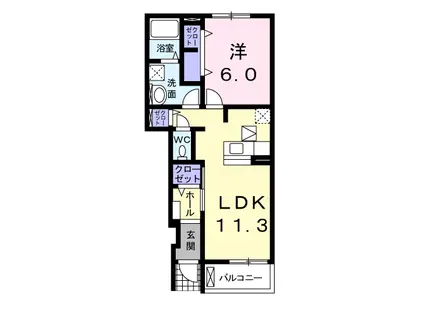 エル・東山(1LDK/1階)の間取り写真