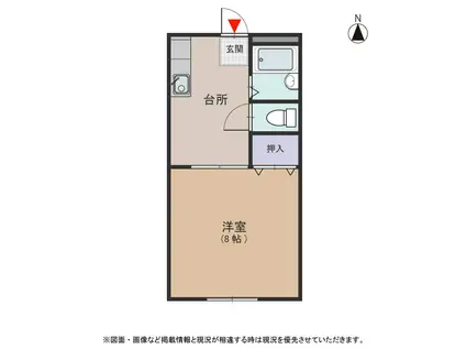 ハウスK3(1K/2階)の間取り写真