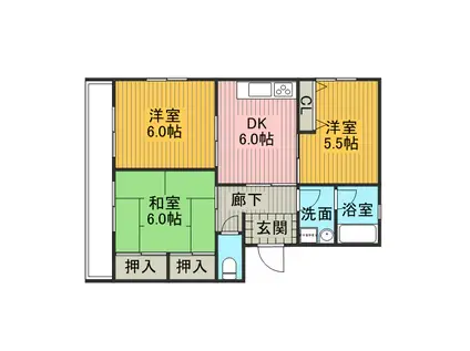 エクセル99(3DK/3階)の間取り写真