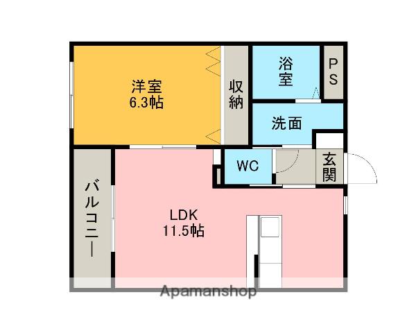 キャッスル篠目(1LDK/2階)の間取り写真