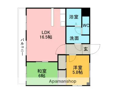 ボヌールM(2LDK/3階)の間取り写真