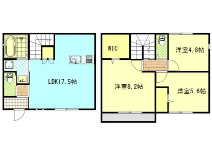 名鉄名古屋本線 新安城駅 徒歩19分 2階建 築8年(3LDK)の間取り写真