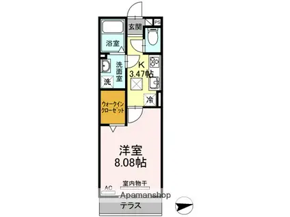 D-ROOM甲山寺(1K/1階)の間取り写真