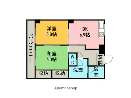 レジデンス横山(2DK/4階)の間取り写真
