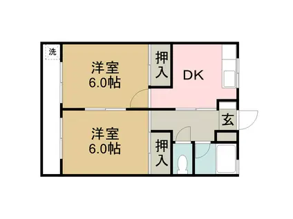 ウィステリアE(2DK/1階)の間取り写真