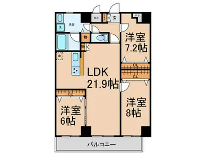 CASA GRIGIO(3LDK/10階)の間取り写真