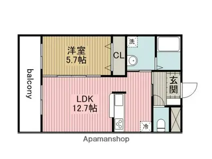メゾン白鳳(1LDK/2階)の間取り写真
