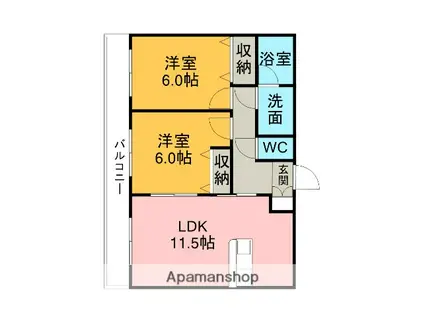 デルニエ ドミール(2LDK/3階)の間取り写真