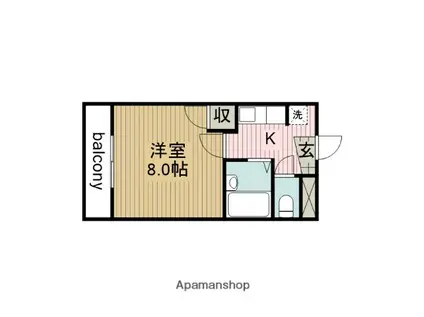 ヴィバリーヒルズ(1K/1階)の間取り写真