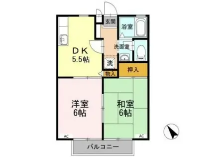 ゴールドバレー(2K/2階)の間取り写真