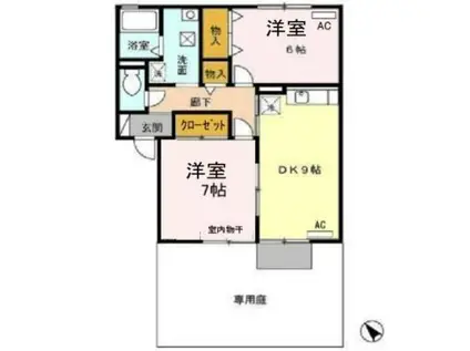 レジデンス大岡(2DK/1階)の間取り写真