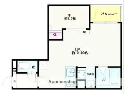 JACK ASAHI2(1LDK/3階)の間取り写真