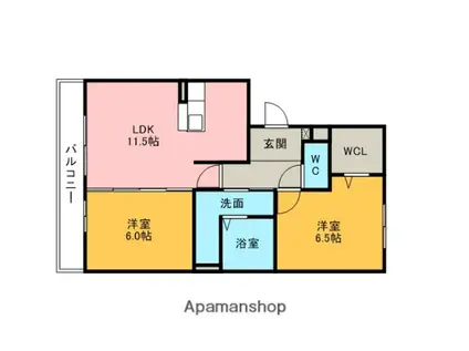 アべニール横山 B(2LDK/1階)の間取り写真